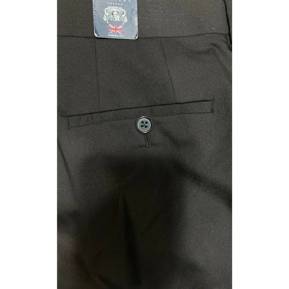 Savile Row Mens Straight Leg Trouser Pants Strand Black Size 44L / 38W - Picture 7 of 10